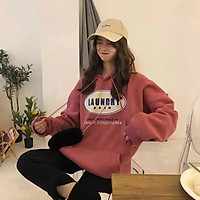 (HÌNH THẬT) ÁO KHOÁC HOODIE CHUI CỔ NỮ IN CHỮ NỔI FORM RỘNG CHÂT NỈ CỰC ĐẸP MẪU MỚI SIÊU HOT THỜI TRANG CAO CẤP MMH05