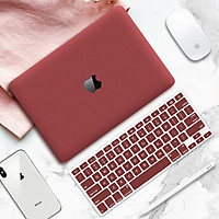 COMBO 3in1 - Case, ốp kèm phủ phím dành cho Macbook - Màu Đỏ Đô [Tặng kèm nút chống bụi Macbook - Màu ngẫu nhiên] - Hàng chính hãng