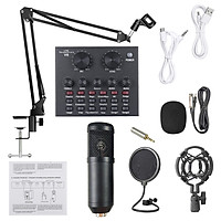 Live Sound Card Microphone Set Voice Changer Multifunctional USB Audio Interface Intelligent Volume Mic External Sound