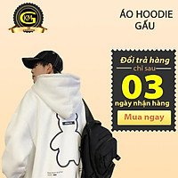 Áo nỉ hoodie gấu hai màu đen trắng form rộng