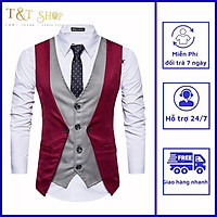 Áo Gile nam, Áo Gile T&T phối sơ mi độc đáo, đứng dang, không phai màu, không nhăn mã N43