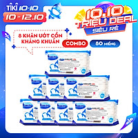 Combo thùng 8 gói Khăn ướt cồn kháng khuẩn cao cấp iHomeda ( 80 Miếng/ Gói) - Combo 8 of iHomeda premium anti-bacteria alcohol wipes ( 80 sheets per packpage)
