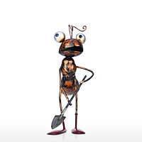 Tooarts 12.6inch Ant Sculpture Iron Cartoon Ant Handicraft Freestanding Sculpture Desk or Garden Decor