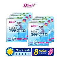 Bộ 6 Gói Băng Vệ Sinh Diana SenSi Cool Fresh Siêu Mỏng Cánh (8 Miếng/Gói)