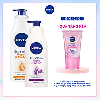 Bộ đôi chăm sóc phục hồi da Sữa Dưỡng Thể Dưỡng Trắng NIVEA Ban Ngày Giúp Phục Hồi & Chống Nắng SPF30 (350ml) - 88311 & Sữa Dưỡng Thể Dưỡng Trắng NIVEA Giúp Phục Hồi & Săn Da Ban Đêm (400ml) – 88126