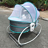 Nôi rung kiêm ghế bập bênh 5 trong 1 Mastela - Xám viền xanh