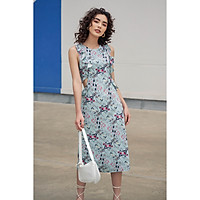 VÁY MIDI XANH LƠ HOA CUTOUT LƯỜN