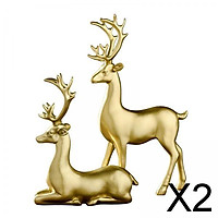 2x Resin Couple Statue Ornament Wedding Gifts Wedding Decor Golden Elk Deer