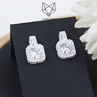 Khuyên Tai Bạc Nữ S99 CaoBac Silver Đính Đá Cạnh Vuông K07 - Trang Sức Cáo Bạc JEWELLERY