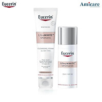 Combo Eucerin Sữa Rửa Mặt Và Kem Dưỡng Giảm Thâm Nám Ultrawhite+ Spotless Cleansing Foam 150g & Day 50ml