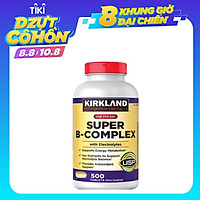 Viên Uống Bổ Sung Vitamin B Kirkland Super B-Complex chai 500 viên Làm Tăng Khả Năng Hấp Thụ, Chuyển Hóa Năng Lượng, Tăng Cường Hệ Miễn Dịch, Giảm Căng Thẳng, Phù Hợp Với Người Làm Việc Nhiều, Suy Nhược, Gầy Yếu, Thường Xuyên Cảm Cúm