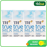 Lốc 4 sữa tươi tiệt trùng Ít đường TH True Milk 180ml