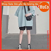 sét đồ bộ áo thun xanh ngắn tay Plan chất cotton mềm mát + quần đùi lửng đen, sét bộ đồ nam nữ freesize unisex giá rẻ