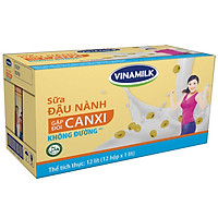 Thùng 12 Hộp Sữa Đậu Nành Canxi Không Đường Vinamilk (1L)