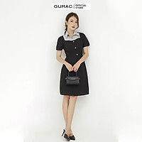 Đầm dáng xòe nữ thiết kế ly tùng phối cổ GUMAC DB526