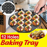 12 Holes Takoyaki Grill Pan Plate Cooking Baking Puffs Octopus Ball Maker Mold
