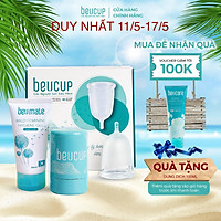Bộ sản phẩm Cốc nguyệt san beUcup Silicol y tế Wacker Đức siêu mềm và dung dịch vệ sinh beUmate 50ml