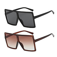 2pcs Retro Fashion Rectangle Eyeglasses UV Protection Outdoor Party Glasses