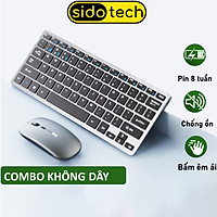Bộ bàn phím chuột không dây sạc pin Sidotech V780B dòng kết nối bluetooth mini cho Laptop Macbook Máy tính bảng, pin sạc 1 lần dùng 1 tháng, thiết kế công thái học êm ái có chức năng silent chống ồn khi gõ, kiểu dáng hiện đại - Hàng Chính Hãng