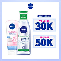 Combo Sữa rửa mặt NIVEA Pearl White giúp trắng da (100g) - 81295 & Nước Tẩy Trang NIVEA White Oil Clear Kiểm Soát Nhờn Micellar Water (200ml) - 86609