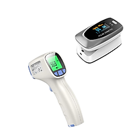 Combo Máy Đo Nồng Độ Oxy Trong Máu SPO2 Contec CMS50D2 và Nhiệt kế hồng ngoại không tiếp xúc Jumper FR202