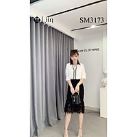 Áo sơ mi nữ công sở màu Trắng kết hợp Viền Black chất lụa mát LINBI SM3173