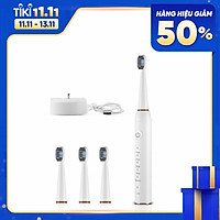 Bàn chải điện cho người lớn với 4 đầu thay thế và 5 chế độ chải