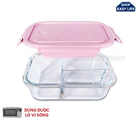Hộp cơm văn phòng 3 ngăn bằng thủy tinh chịu nhiệt Borosilicate - Dùng được trong lò vi sóng