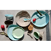 Set chén đĩa gốm méo pastel - 18 món
