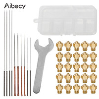Aibecy 3D Printer Nozzles Maintenance Tool Kit MK10 M7 Thread Extruder Brass Nozzle 0.2/0.4/0.6/0.8/1.0mm Print Head