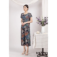 Bộ đồ nữ mặc nhà trung niên cho các bà, các mẹ - Bộ đồ ngủ Tole (lanh) - Bộ mặc nhà trung niên vải lanh (tole) Vicci BGS.082, thiết kế áo cộc tay phối quần ống sớ in hoạ tiết (Màu 19-20-21-22-23)