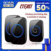 Chuông Cửa Không Dây Thông Minh CTFAST CT - 02 (1 Nút Bấm, 2 Chuông ), Chống Nước, Khoảng Cách Sử Dụng Hiệu Quả 300 mét - Hàng Chính Hãng