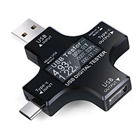 Fun Digital Voltmete Type-C/USB Tester Measuring Voltage Current Smart Amperemeter Ammeter Detector Overcurrent Protection Safety Charger Indicator