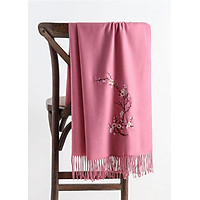 Khăn len quàng cổ nữ thêu hoa Cashmere chất len dệt mịn