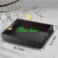 KHAY GỖ. LÀM BẰNG GỖ TRÀM, HÌNH CHỮ NHẬT 42 X 32X 6 CM CÓ 2 TAY CẦM BẰNG SẮT : DÙNG ĐỰNG THỰC PHẨM , GIA VỊ, KHAY TRÀ.