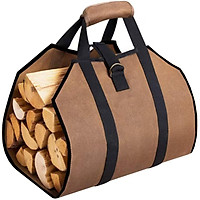 Fireplace Carrier Waxed Firewood Canvas Log Carrier Outdoor Log Tote Bag Wood Carrying Bag with Handles Security Strap