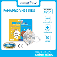 [HỘP - FAMAPRO VN95 KIDS] - Khẩu trang y tế trẻ em kháng khuẩn 4 lớp Famapro VN95 KIDS đạt chuẩn N95 (10 cái/ hộp)