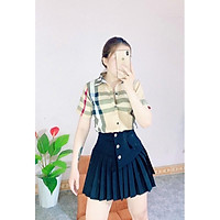 CHÂN VÁY XẾP LY NẮP TÚI ĐÍNH KHUY NG Ọ C