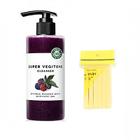 Sữa rửa mặt rau củ Super Vegitoks Cleanser 300ml tặng kèm bông nở rửa mặt nhật bản