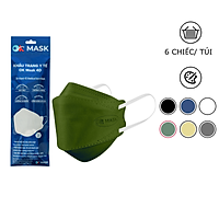 Khẩu Trang Y Tế 4D Ok Mask Màu Xanh Lá, Theo Thiết Kế Kf94, Đạt Chuẩn Kháng Khuẩn, Công Nghệ Nhật Bản (6 Chiếc/Túi)
