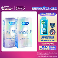 Combo Bao cao su Durex Invisible Extra Thin Extra Lubricated 10 Bao và Extra Sensitive 10 Bao