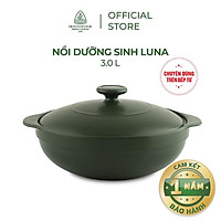 Nồi Sứ Dưỡng Sinh Minh Long - Luna 3.0 L + Nắp Dùng Cho Bếp Từ - Hàng Chính Hãng
