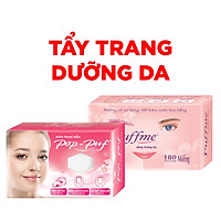 {Set 2} Bông Tẩy Trang Pop-Puf 6*8 cm 50 Miếng Và Bông Dưỡng Da Puffme Airlaid Tiết Kiệm Nước Hoa Hồng 180 Miếng