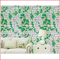 Giấy dán tường gạch dây leo màu xanh khổ rộng 45cm có keo sẵn, giấy decal dán tường dây leo màu xanh
