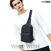 Túi đeo chéo nam nữ chống nước unisex thời trang cao cấp Yourwish TD69 túi đeo ngực bụng chất vải đen mềm mịn sang trọng dày dặn phong cách thể thao năng động thiết kế basic cơ bản dạo phố party đi học