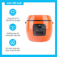 Nồi cơm điện mini MIDEA MR-CM07NB tặng kèm xửng hấp và muỗng cơm (Dung tích 700ml - Chống dính - Nấu cơm, nấu cháo) - Hàng Chính Hãng