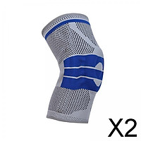 2xKnee Brace Kneepad Sports Stabilizer Silicone Gel Knees Support Pad Gray M