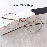 Kính Chống Ánh Sáng Xanh Không Độ Từ Điện Thoại, Máy Tính, Chống Mỏi Mắt Tròn Gọng Kim Loại Hàn Quốc - KÍNH XINH SHOP