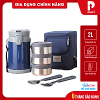 Bộ Hộp Cơm Giữ Nhiệt Lock&Lock Easy Carry 2L LHC8039 Có Túi (1 Hộp 720ml, 2 Hộp 420ml Kèm 1 Bộ Muỗng Và Nĩa)