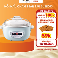 Nồi Nấu Chậm 2,5L Bear Đa Năng Nấu Cháo, Chưng Yến SUBE003 - Hàng Chính Hãng